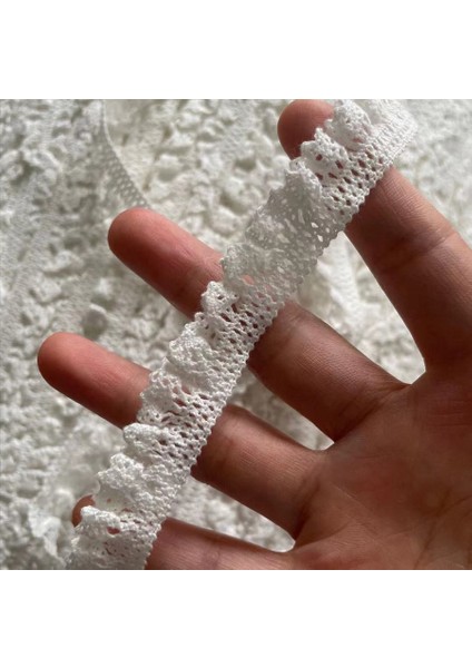 5 Metrelik Elastik Fildişi Pamuk Dantel Trimler Pamuk Streç Dantel Şerit Diy Çorap Elbise Hometexile Wrap Dokuma Bant Süsleme (Yurt Dışından)