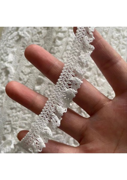 5 Metrelik Elastik Fildişi Pamuk Dantel Trimler Pamuk Streç Dantel Şerit Diy Çorap Elbise Hometexile Wrap Dokuma Bant Süsleme (Yurt Dışından)