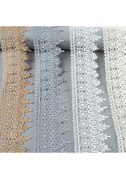 Gri Tarzı 15 Yardslot Vintage Bej Işlemeli Dantel Kenar Trim Şerit Aplike Dıy Dikiş El Sanatları 10CM Geniş (Yurt Dışından)