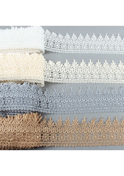 Gri Tarzı 15 Yardslot Vintage Bej Işlemeli Dantel Kenar Trim Şerit Aplike Dıy Dikiş El Sanatları 10CM Geniş (Yurt Dışından)