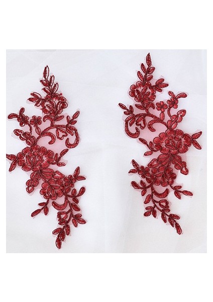 Şarap Kırmızısı Tarzı Dıy Gelinlik Için Işlemeli Dantel Aplike Dantel Trim Kapalı Beyaz Kırmızı Kirli Beyaz Gümüş Renk Havası 24.5*9.5cm (Yurt Dışından)