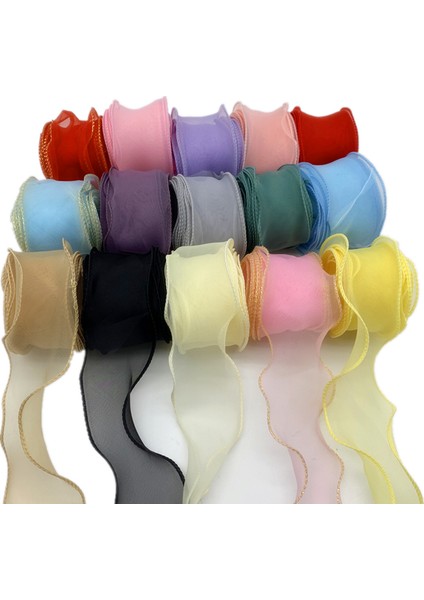 No.4 Tarzı 5 Yarda 50MM Dalga Kenarı Ipek Organze Kurdele Yay Malzemesi Dantel Kurdeleler Saç Süsleme Hediye Sarma Dikiş Kumaş Giyim Dekorasyon (Yurt Dışından) fiyatları