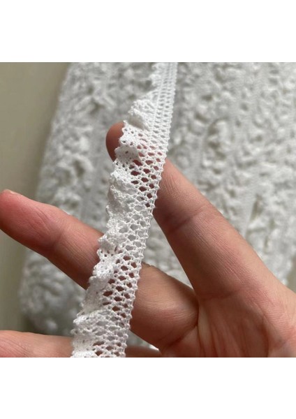 5 Metrelik Elastik Fildişi Pamuk Dantel Trimler Pamuk Streç Dantel Şerit Diy Çorap Elbise Hometexile Wrap Dokuma Bant Süsleme (Yurt Dışından)