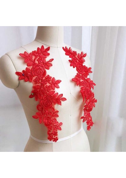 Style4 Kırmızı Stil 1 Çift Dantel Kumaş Aplike Çiçek Düğün Kumaş Kostüm Elbise Dekor Için Yama Dikiş Aplike El Sanatları (Yurt Dışından)