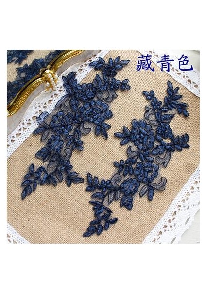 Style3 Koyu Mavi Tarzı 1 Çift Dantel Kumaş Aplike Çiçek Düğün Kumaş Kostüm Elbise Dekor Için Yama Dikiş Aplike El Sanatları (Yurt Dışından)