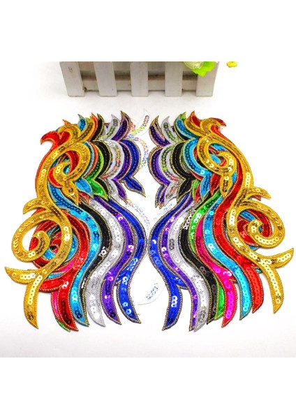 Kırmızı Stil 1 Çift Payetli Çiçek Aplikler Demir On Altın Nakış Yamaları Ayna Çifti Madeni Pul Renkli Çiçek Düzeltir 23*6 cm (Yurt Dışından)