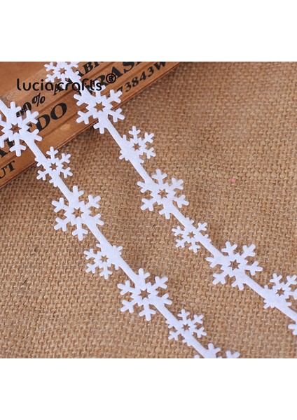 Stil 1 25MM Stil 5 Yards mm Non Woven Kurdela Kumaş Yıldız Kar Tanesi Trim Dantel Dıy El Sanatları Asılı Yeni Yıl Noel Ağacı Süsleme B1209 (Yurt Dışından)