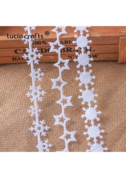 Stil 1 25MM Stil 5 Yards mm Non Woven Kurdela Kumaş Yıldız Kar Tanesi Trim Dantel Dıy El Sanatları Asılı Yeni Yıl Noel Ağacı Süsleme B1209 (Yurt Dışından)