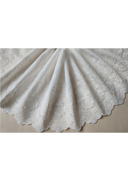1 Yard Süper Geniş Beyaz COTTON100% Kumaş Işlemeli Dantel Trim Dıy Aksesuarları Dantel Kumaş Genişliği 22CM (Yurt Dışından)