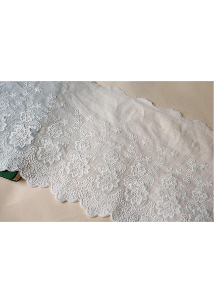 1 Yard Süper Geniş Beyaz COTTON100% Kumaş Işlemeli Dantel Trim Dıy Aksesuarları Dantel Kumaş Genişliği 22CM (Yurt Dışından) fırsatları