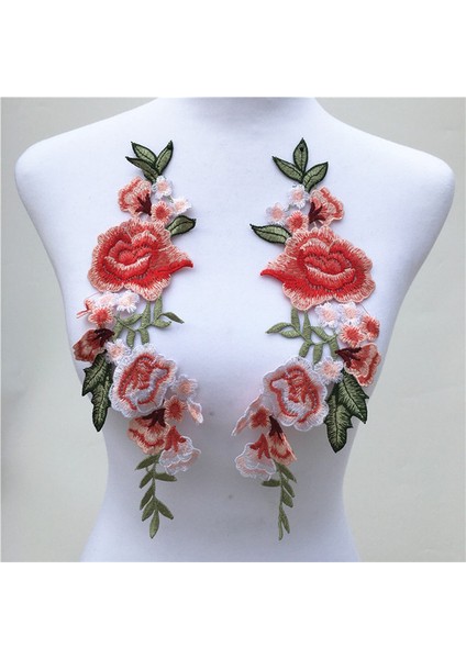 Pembe Kırmızı Stil Et Gül Çiçek Nakış Dantel Yamalar Sticker Giysi Venise Çiçek Işlemeli Aplike Dantel Trim Dekore Edilmiş (Yurt Dışından)