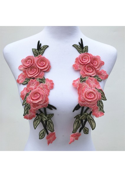Pembe Kırmızı Stil Et Gül Çiçek Nakış Dantel Yamalar Sticker Giysi Venise Çiçek Işlemeli Aplike Dantel Trim Dekore Edilmiş (Yurt Dışından)