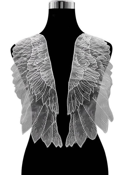 Siyah Stil 2 Adet Lüks Tül Organze Dantel Kumaş Kanatları Aplike Yamalar Nakış Dikiş Süslemeler Bezemeler Elbise Gipür Malzemeleri (Yurt Dışından) fiyatları