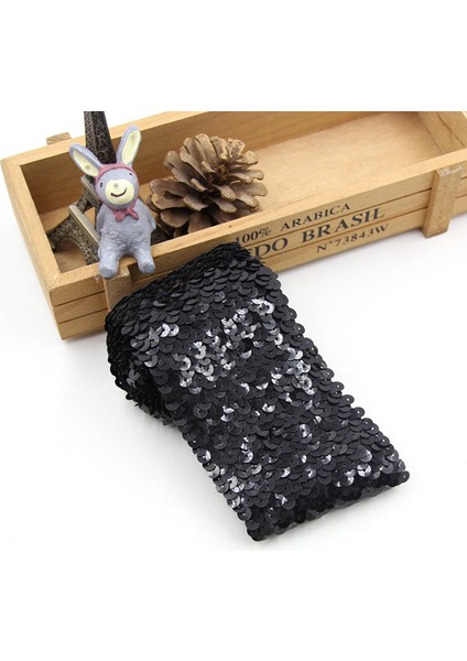 Siyah Stil 1mlot 7.5cm Genişlik Esneklik Pullu Boncuk Trim Dantel Pul Şerit Dıy El Sanatları Dikiş Perde Aksesuarları Dekorasyon (Yurt Dışından)