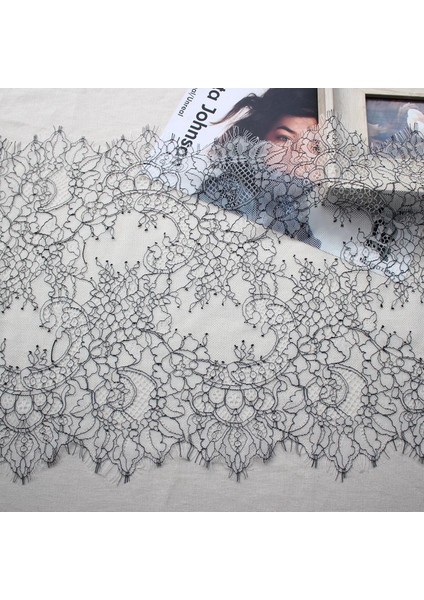 Morumsu Kırmızı Stil 6 Metre Yumuşak Örme Açık Gri + Siyah Kirpik Dantel Kumaş % Naylon Iç Çamaşırı Dantel Siyah Beyaz Trimler 35CM Genişlik * 300CM (Yurt Dışından)