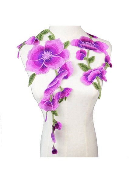 No.12 Tarzı Mor Venise Şifon Dantel Kumaş Elbise Aplike Motifli Bluz Dikiş Trimler, Dıy Yaka Yaka Kostüm Dekorasyon Scrapbooking (Yurt Dışından)