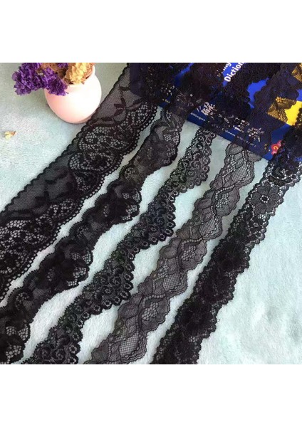 2294 Siyah Stil 5 Milyon 2 Metre Metre 6.0cm Siyah Dantel, El Yapımı Dantel, Elastik Dantel, Kenarlı (Yurt Dışından)