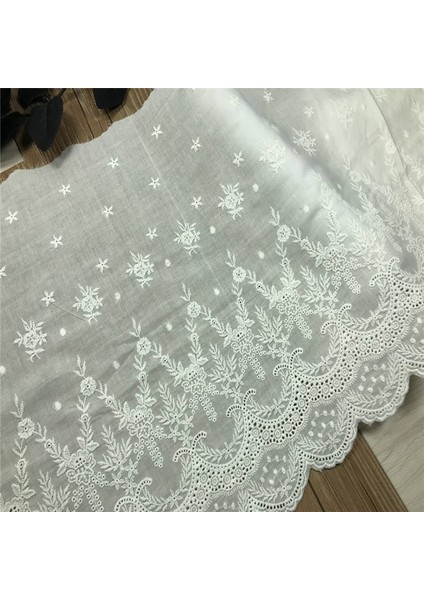 Doğal Beyaz 30CM Stili 1 Yard 31CM Broderie Anglaise Kumaş Dantel Trim Vintage Organik Pamuklu Dantel Kumaş (Yurt Dışından)