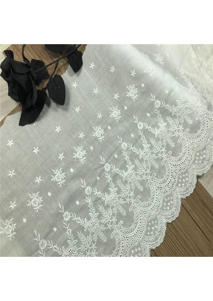 Doğal Beyaz 30CM Stili 1 Yard 31CM Broderie Anglaise Kumaş Dantel Trim Vintage Organik Pamuklu Dantel Kumaş (Yurt Dışından) fırsatları