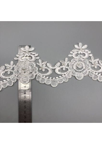 Beyaz Stil 1 Yard 9cm Genişliğinde Boncuk Altın Beyaz Dantel Çiçek Aplike Trim Kenar El Yapımı Diy Malzeme Düğün Giyim Aplike Çiçek Timimg (Yurt Dışından)