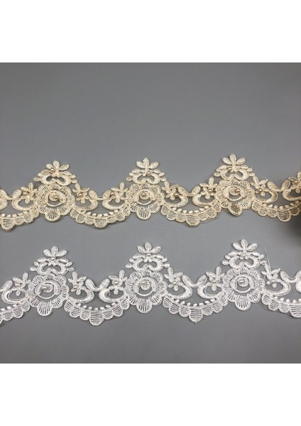Beyaz Stil 1 Yard 9cm Genişliğinde Boncuk Altın Beyaz Dantel Çiçek Aplike Trim Kenar El Yapımı Diy Malzeme Düğün Giyim Aplike Çiçek Timimg (Yurt Dışından) modelleri