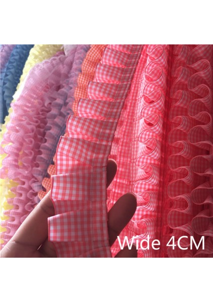 Altın Sarısı Stili 1 Yard 4 cm Geniş Ekose Pileli Kumaş Tül Dantel Fırfır Şerit Kenar Trim Yaka Aplike Kanepe Perde Diy Dikiş Gipür Malzemeleri (Yurt Dışından)