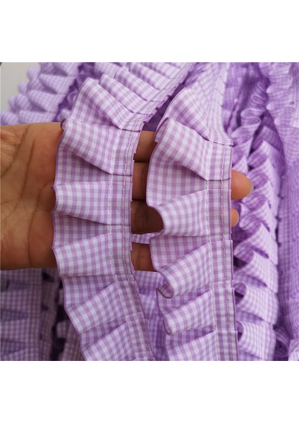 Gri Tarzı 1 Yard 4 cm Geniş Ekose Pileli Kumaş Tül Dantel Fırfır Şerit Kenar Trim Yaka Aplike Kanepe Perde Diy Dikiş Gipür Malzemeleri (Yurt Dışından)