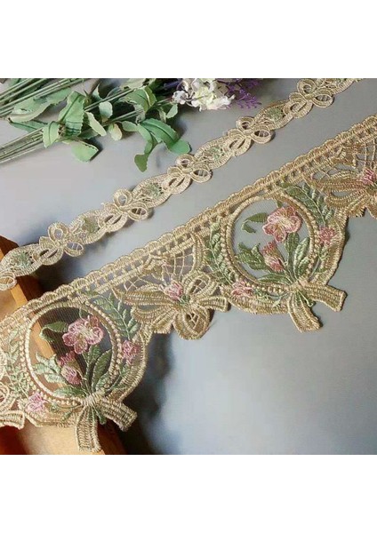 Çiçek 2 Tarzı 1 Yards Nakış Çiçek Şerit Dantel Şerit Trimler Kanepe Perde Süslemeleri Elbise Kostümleri Aplike Bej 12 cm 3 cm Yeni (Yurt Dışından)