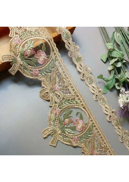 Çiçek 2 Tarzı 1 Yards Nakış Çiçek Şerit Dantel Şerit Trimler Kanepe Perde Süslemeleri Elbise Kostümleri Aplike Bej 12 cm 3 cm Yeni (Yurt Dışından)