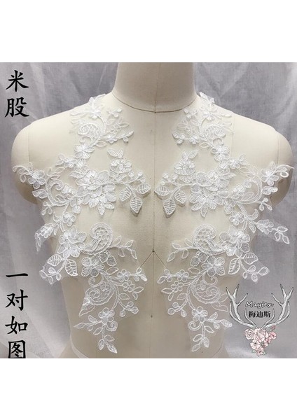 Beyaz Gümüş Kenar Stili 2 Parça Çift 34*18 cm Pembe Kapalı Beyaz Bordo Mavi Gelinlik Aplike Dıy Gelin Saç Aksesuarları Dantel Yama Dantel Çiçek (Yurt Dışından) fırsatları