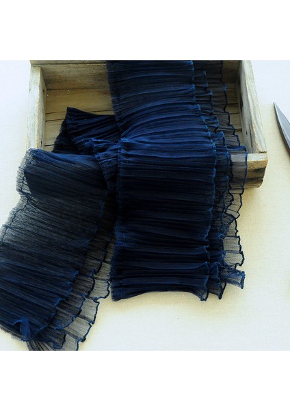 Lacivert Tarzı 1 Yard Üç Katmanlı Pileli Ruffled Kenar Tül Dantel Kumaş Dıy Elbise Manşet Etek Hem Trim Hızlı Dikiş Aksesuarları Tekstil Malzemesi (Yurt Dışından)