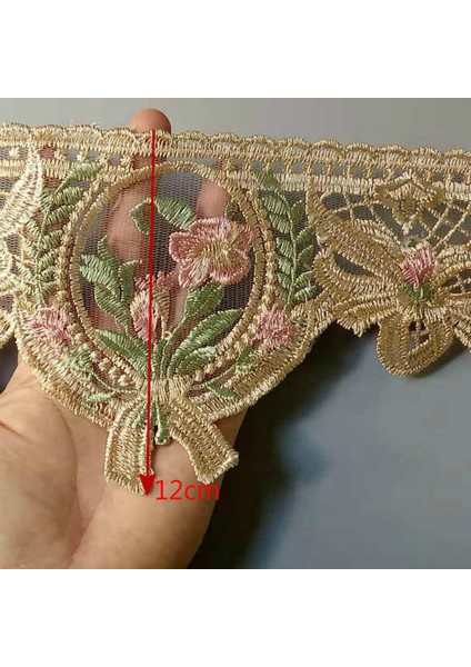 Çiçek 2 Tarzı 1 Yards Nakış Çiçek Şerit Dantel Şerit Trimler Kanepe Perde Süslemeleri Elbise Kostümleri Aplike Bej 12 cm 3 cm Yeni (Yurt Dışından)