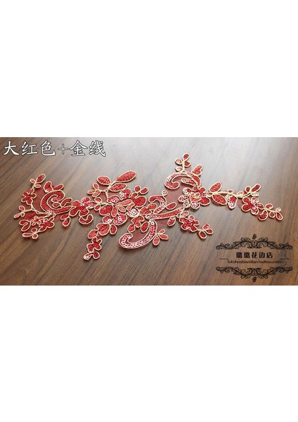 Altın Tarzı Siyah 3 Paireces 30 * 17CM Romantik Çiçek Çiçek Düğün Gelin Payetli Dantel Trim Aplike Ayna Çifti (Yurt Dışından)