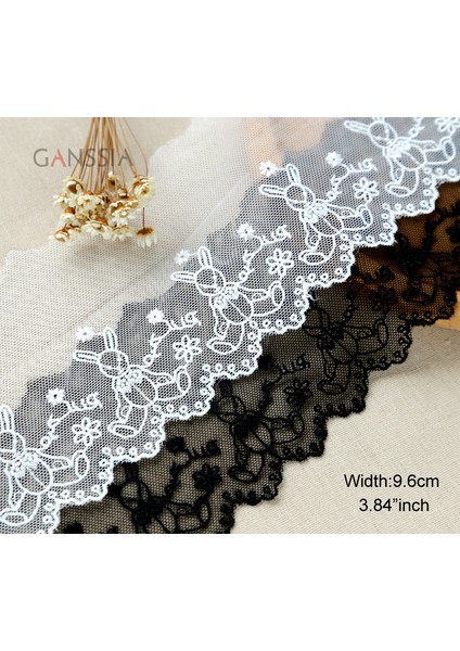Siyah Stil 1 Yard Genişlik: 9.6cm Moda 3 Renk Tavşan Lolita Dantel Net Iplik Danteller Kumaş Elbise Aksesuarları Için (Ss) (Yurt Dışından)