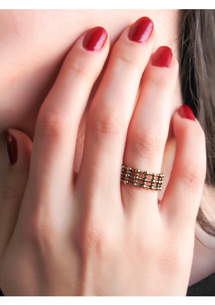 Trend Telkari Işlemeli Antik Eskitme Ayarlanabilir Kadın Yüzük EUY1244