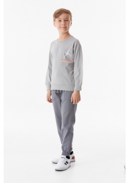 Önü ve Arkası Baskılı Erkek Çocuk Sweatshirt