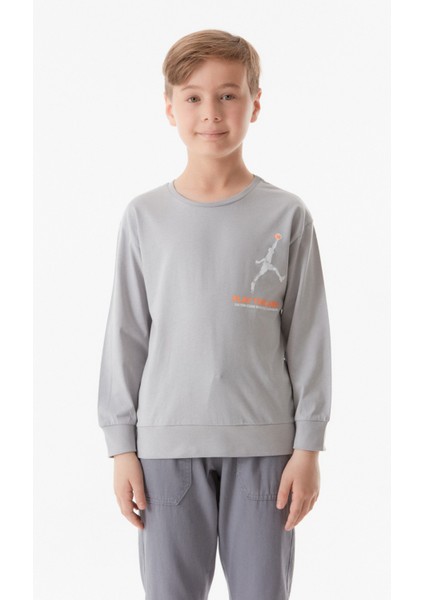 Önü ve Arkası Baskılı Erkek Çocuk Sweatshirt