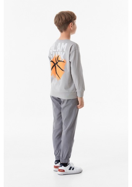 Önü ve Arkası Baskılı Erkek Çocuk Sweatshirt