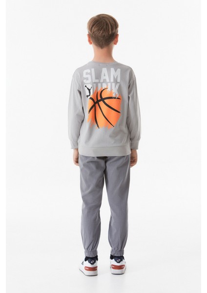 Önü ve Arkası Baskılı Erkek Çocuk Sweatshirt