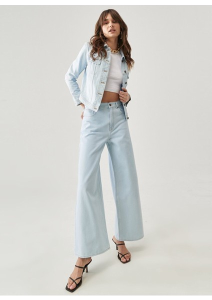 Kadın Yüksek Bel Loose Fit Denim Pantolon L32AGGOU fiyatları
