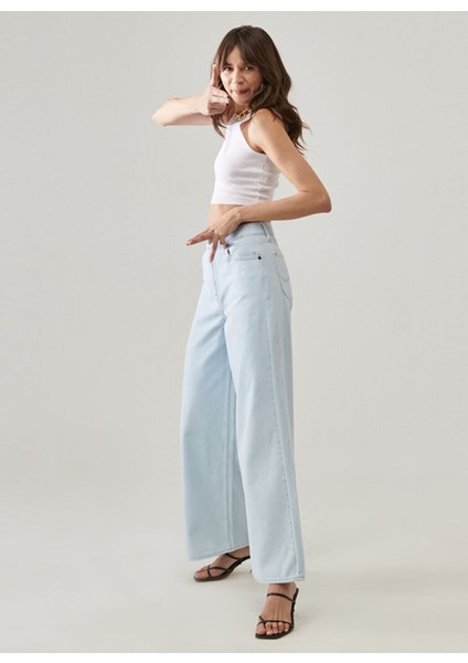 Kadın Yüksek Bel Loose Fit Denim Pantolon L32AGGOU modelleri