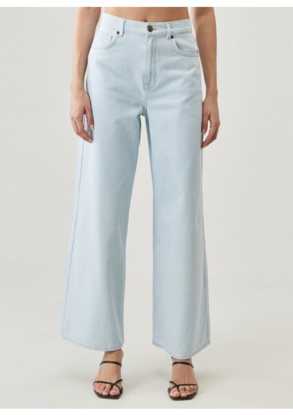 Kadın Yüksek Bel Loose Fit Denim Pantolon L32AGGOU fırsatları