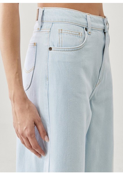Kadın Yüksek Bel Loose Fit Denim Pantolon L32AGGOU indirimleri