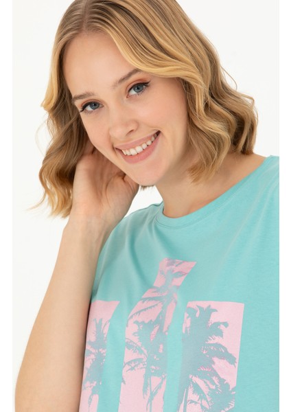 Yuvarlak Yaka Mint Kadın T-Shirt GADA fiyatları