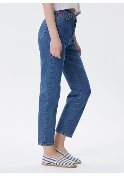 Lee Cooper Yüksek Bel Geniş Paça Straight Koyu Lacivert Kadın Denim Pantolon 242 Lcf 121001 Clara Posey Db Mıd