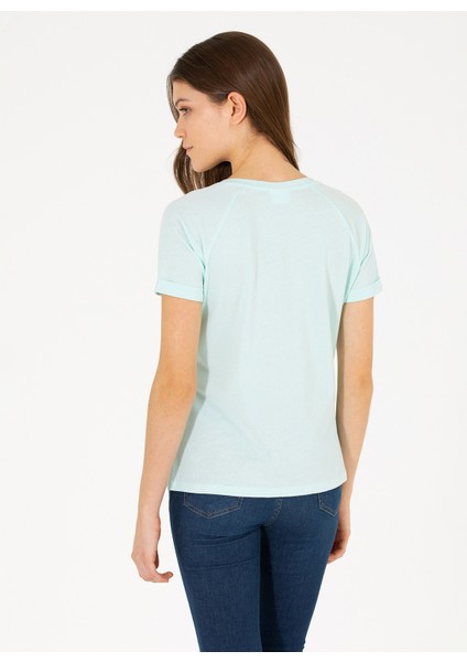 V Yaka Açık Turkuaz Kadın T-Shirt GAHEN indirimleri