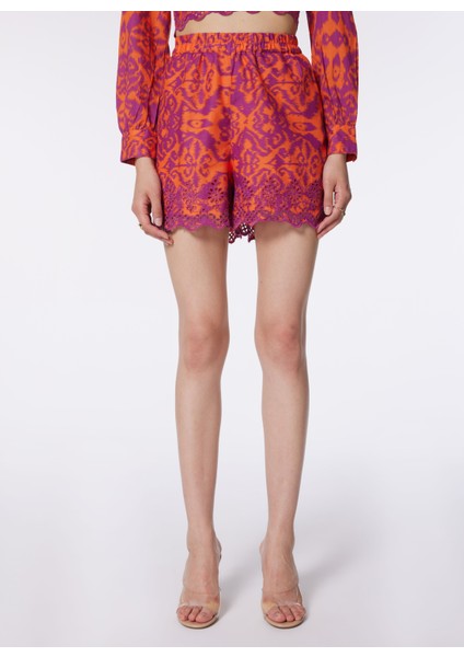 Normal Bel Normal Tarçın Kadın Şort Onllou Lıfe Emb Loose Shorts Ptm