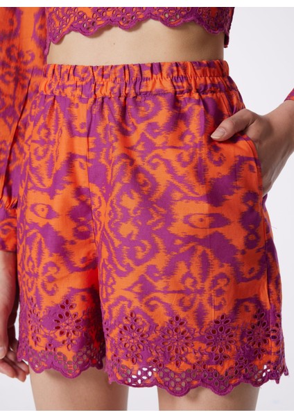 Normal Bel Normal Tarçın Kadın Şort Onllou Lıfe Emb Loose Shorts Ptm