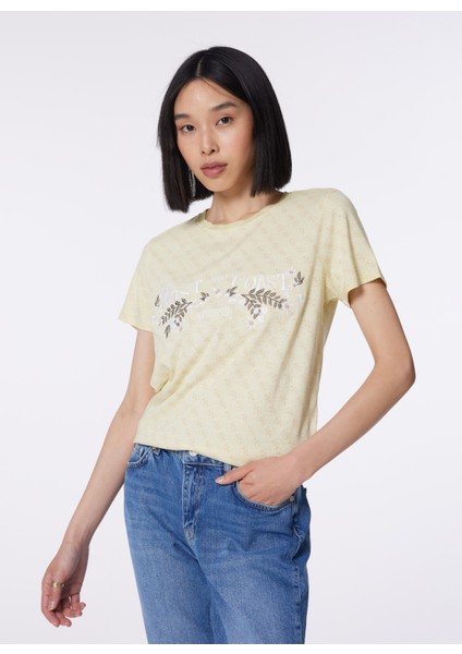 Bisiklet Yaka Bej Kadın T-Shirt W4GI48K9RM1-F1CC fiyatları
