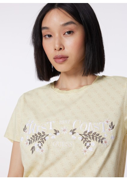 Bisiklet Yaka Bej Kadın T-Shirt W4GI48K9RM1-F1CC modelleri